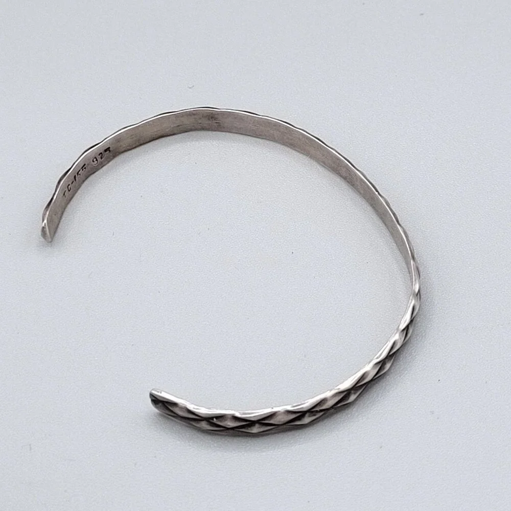 Taxco Mexican Sterling Silver 925 Diamond Pattern Cuff Bracelet Unisex - Picture 4 of 8